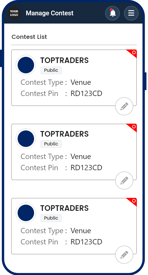 Manage Contest in Mobile List View