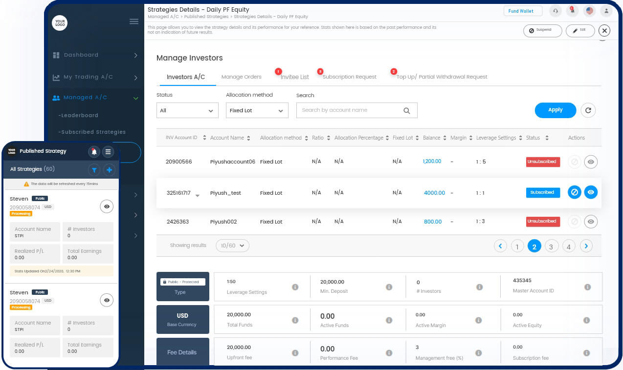 Manage Investor's Accounts and Orders